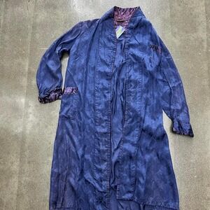 Vintage 60s 70s Ripley London Women's Size Large Blue Trench Coat Jacket